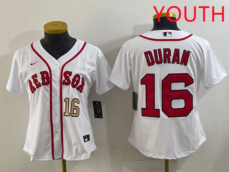 Youth 2025 Boston Red Sox #16 Duran White Game Nike MLB Jersey style 3